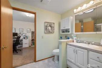3/4 Bath off Primary with Door to 2nd Bedroom