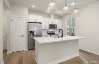 Kitchen and island