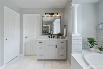 Straight ahead to large Walk-in Closet & private water closet