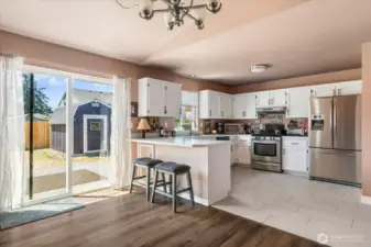 A dining room table fits perfectly in this space.