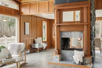 Fireplace is wood burning but plumbed for propane.