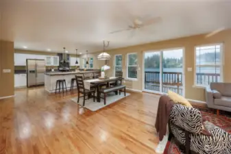 Glass doors with full access to back deck and view of Clear Lake.