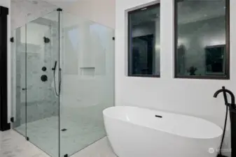 Walk-in shower and stand alone tub