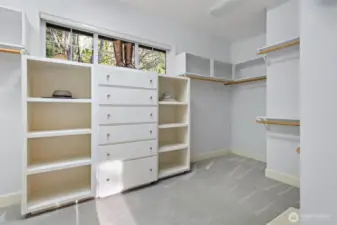 The oversized primary bedroom closet.