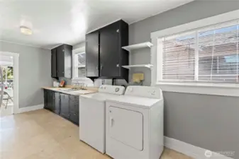 Big windows fill the kitchen with plenty of natural light