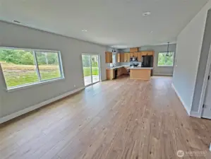 Good size great Room. Lots of wall space for a huge flat screen TV