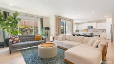This great room is the perfect place to unwind - there's plenty of space for oversized furniture, and look through the huge picture window -- complete privacy!