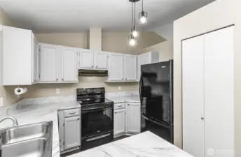 Freshly painted cabinets