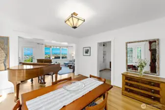 The dining room is large and comfortable easily seating six to eight guests with room to spare for a side buffet.