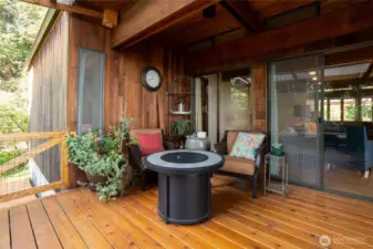 Back deck with partial cover right outside your living room