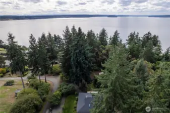 Birds eye view of the home and Sound