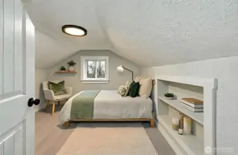 Loft style bedroom - there are 2 on 2nd floor, this is bedroom #3. Digitally staged.