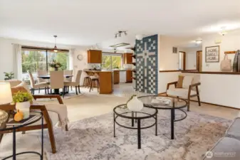 Open sightlines invite daylight from every direction while wide windows draw the pastoral landscape indoors making this level feel both expansive and welcoming.