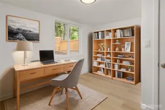 3rd bedroom, virtually staged as office.