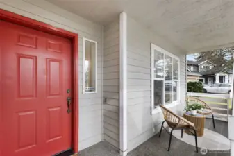 Welcoming covered front porch is the perfect spot for morning coffee or evening unwinding.