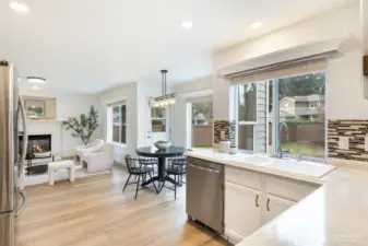 The kitchen is open to the family room for easy gatherings.