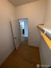 Walk in closet in the ensuite at the top of the stairs.  Private bathroom just steps away in your ensuite.