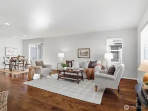 Welcoming front entry into the home, invites you right into the living space.