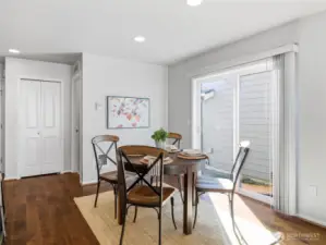 Dining space, right off the kitchen with a sliding door to the backyard.