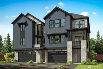 Building Exterior Rendering for Homesites 9 and 10.