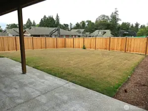 Covered patio and large back yard.