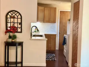 Beautifully updated backsplash and Corrian countertops.