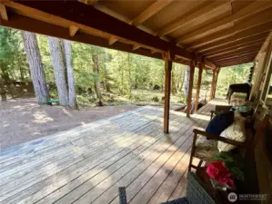 Perfect covered deck for peaceful morning cup of coffee!