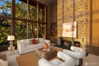 Livingroom features a custom built-ins, brand new carpet and custom door. Enjoy the wood burning fireplace this winter.