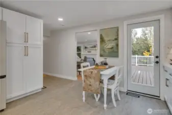 Looking left, the hallway will take you down to the bedrooms and full bath and intersect with the entry.