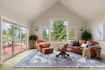 Large expansive living room with many furniture option layouts, light filled all day.
