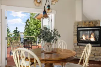 Enjoy gathers at your dining room table with views of Penn Cove