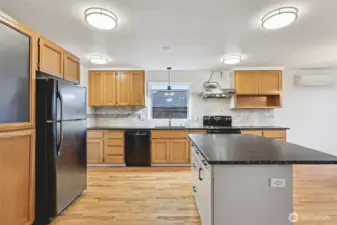 Kitchen with convenient garage access just left of the dishwasher.