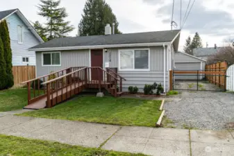 Driveway and gate to garage