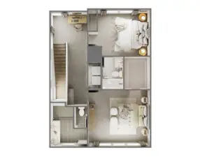 Upper Level  with  9 ft Ceiling. Colors and features may vary- Marketing purposes only