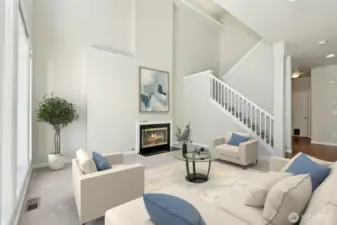 Open Living Room with Gas Fireplace