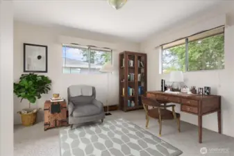 Bedroom 2 could also be used as an office. Virtually staged
