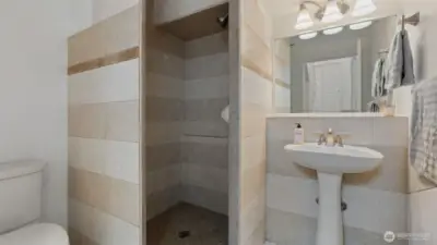 tiled shower