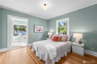 Primary bedroom has very deep closet and attached sitting room.