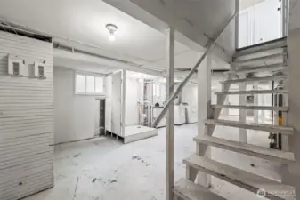 The downstairs is the same size as the upstairs with lots of potential.