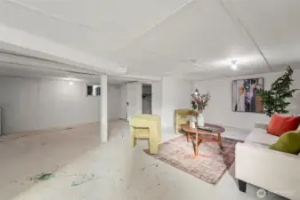 Downstairs is partially finished and the possibilities are endless.