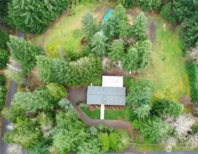 Drone photo showing this beautiful 2.08 acre property.