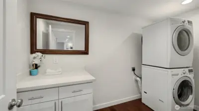Extra-large laundry room with optional full bath addition.