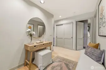 Plumbed for a vanity sink here. Owners removed for a remodel, but can be put back.