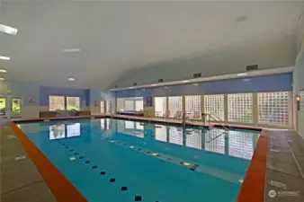 INDOOR SWIMMING POOL AND SPA – IN THE CLUBHOUSE - The pool and spa are open daily. A variety of activities and classes are offered, such as Aqua-Aerobics and Aqua Therapy. Free swimming time is scheduled for residents only as well as designated times when the pool is open to children and guests of residents.