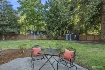 The park-like backyard is big, beautiful and provides exceptional privacy.