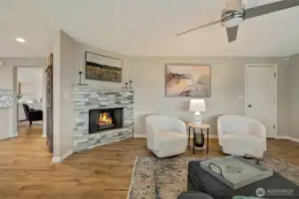 Wood burning fireplace in 2nd living room