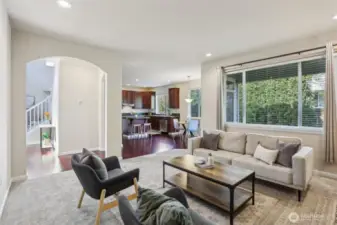 Spacious family room off the kitchen