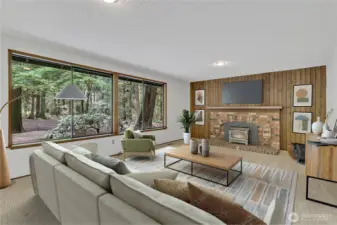 Virtually staged view of the family room.