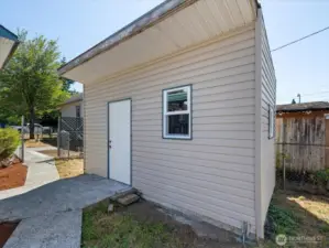 Handy storage shed for all your tools and gear.