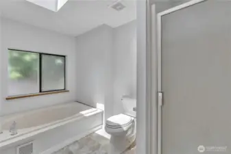 Soaking tub and separate shower